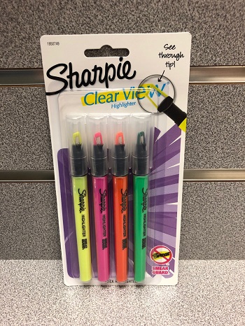 Clear View Highlighters Asst 4Pk